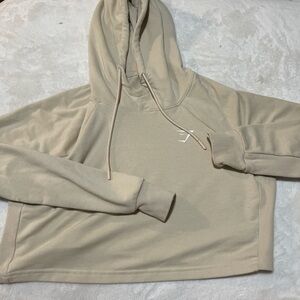 Beige Cropped Hoodie